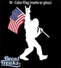 Sasquatch Rock On American Flag Bigfoot Decal - White with Colored Flag