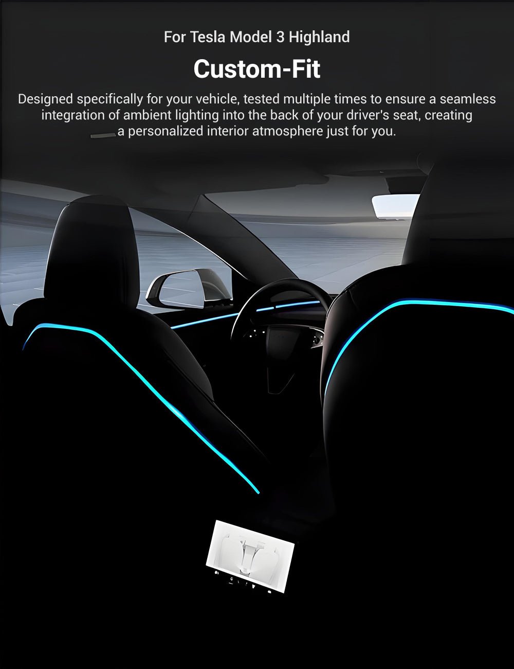 Seat Back Ambient Lighting for Model 3 Highland & Model Y Juniper (2PCS) | TESERY