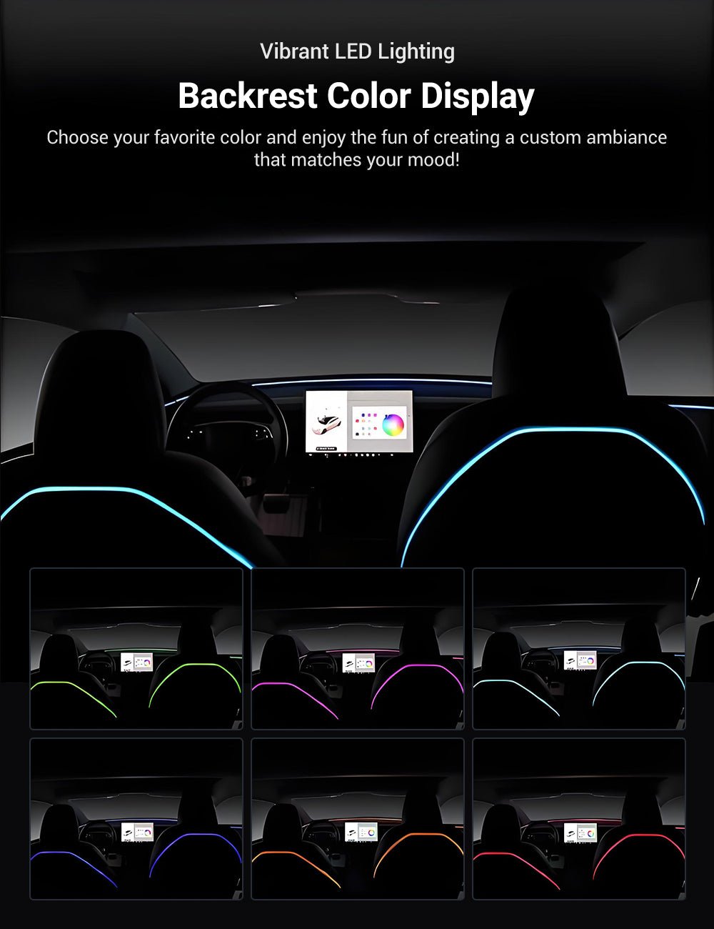 Seat Back Ambient Lighting for Model 3 Highland & Model Y Juniper (2PCS) | TESERY