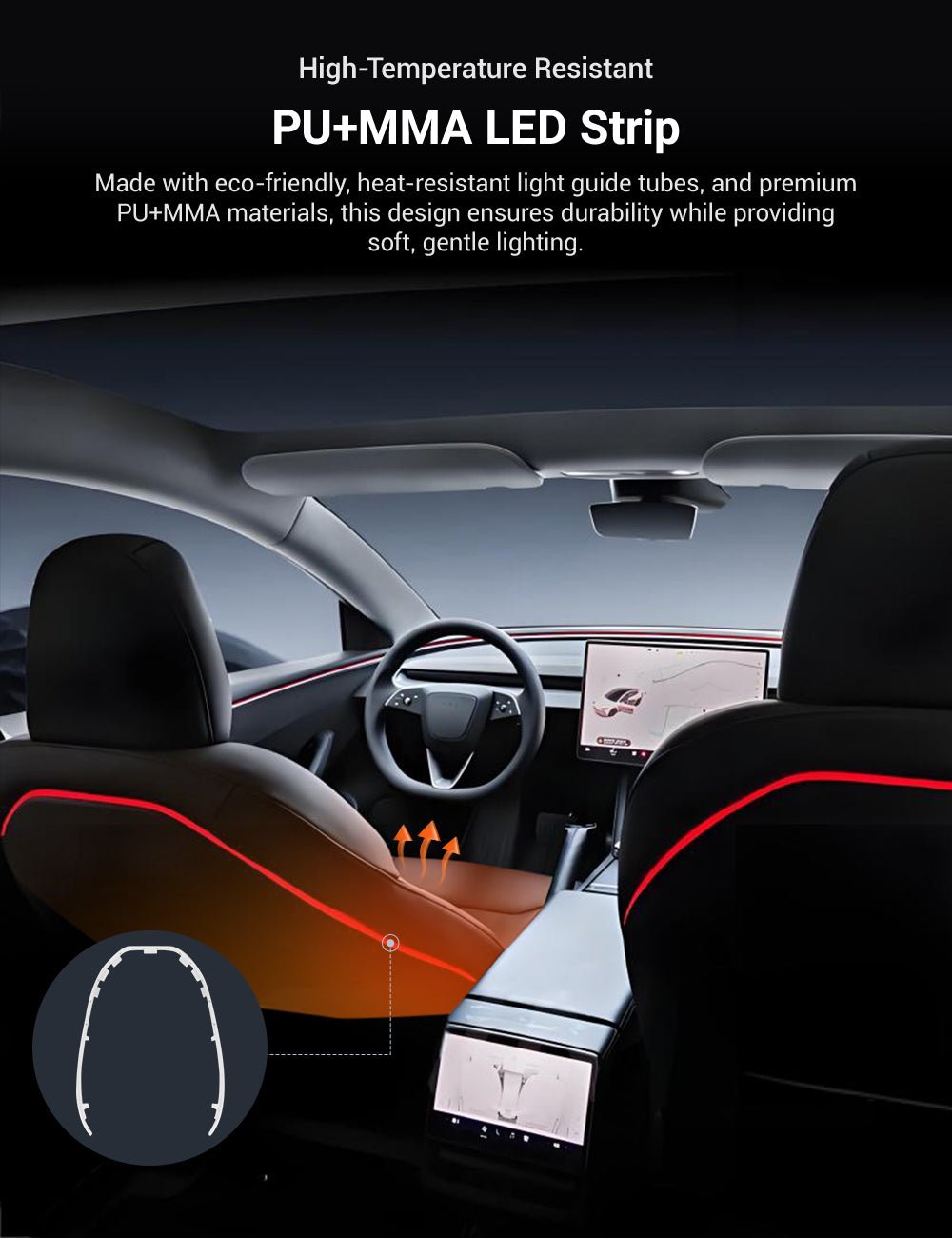 Seat Back Ambient Lighting for Model 3 Highland & Model Y Juniper (2PCS) | TESERY