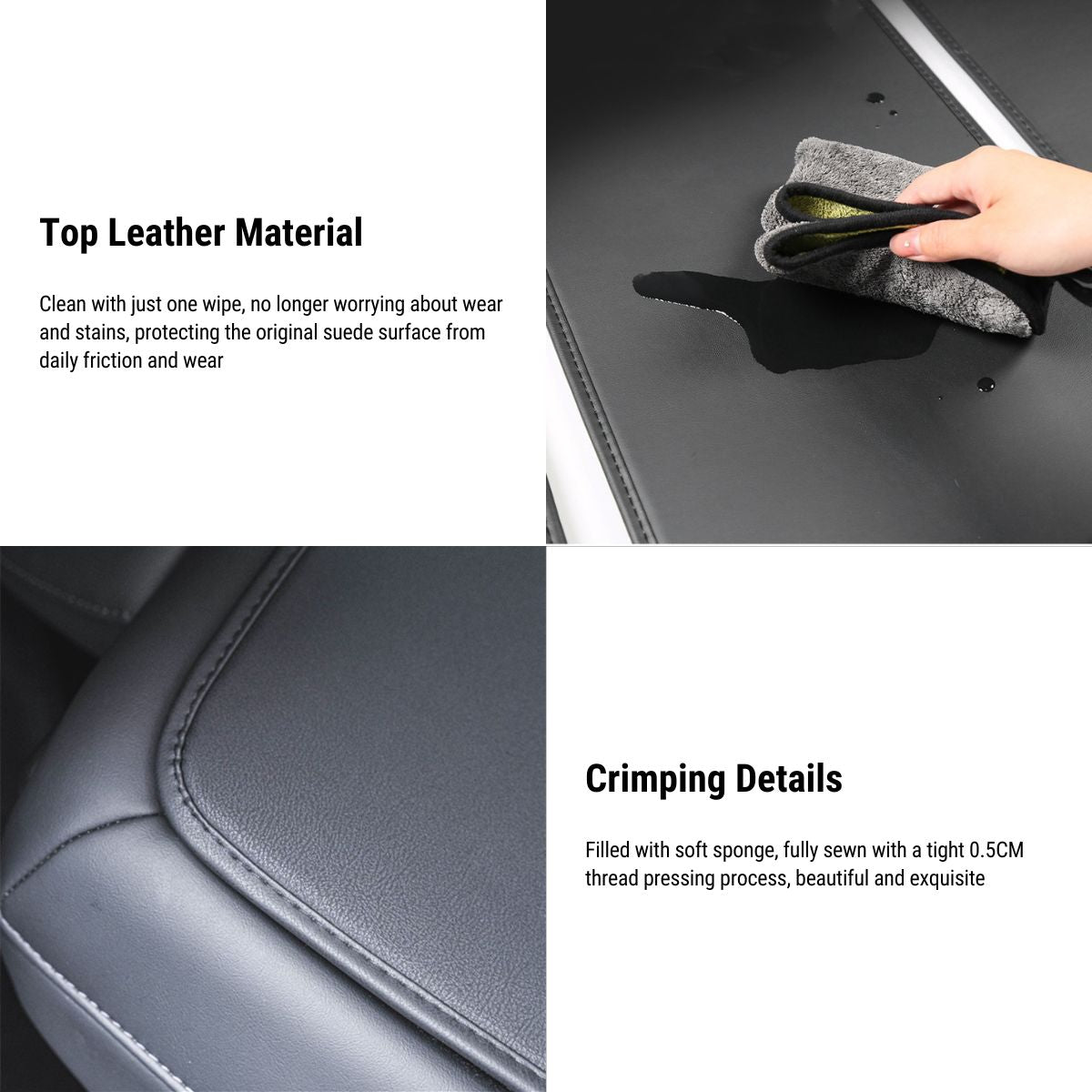 Leather Seat Back Protector with Storage for Model Y | Waterproof | Anti-Kick