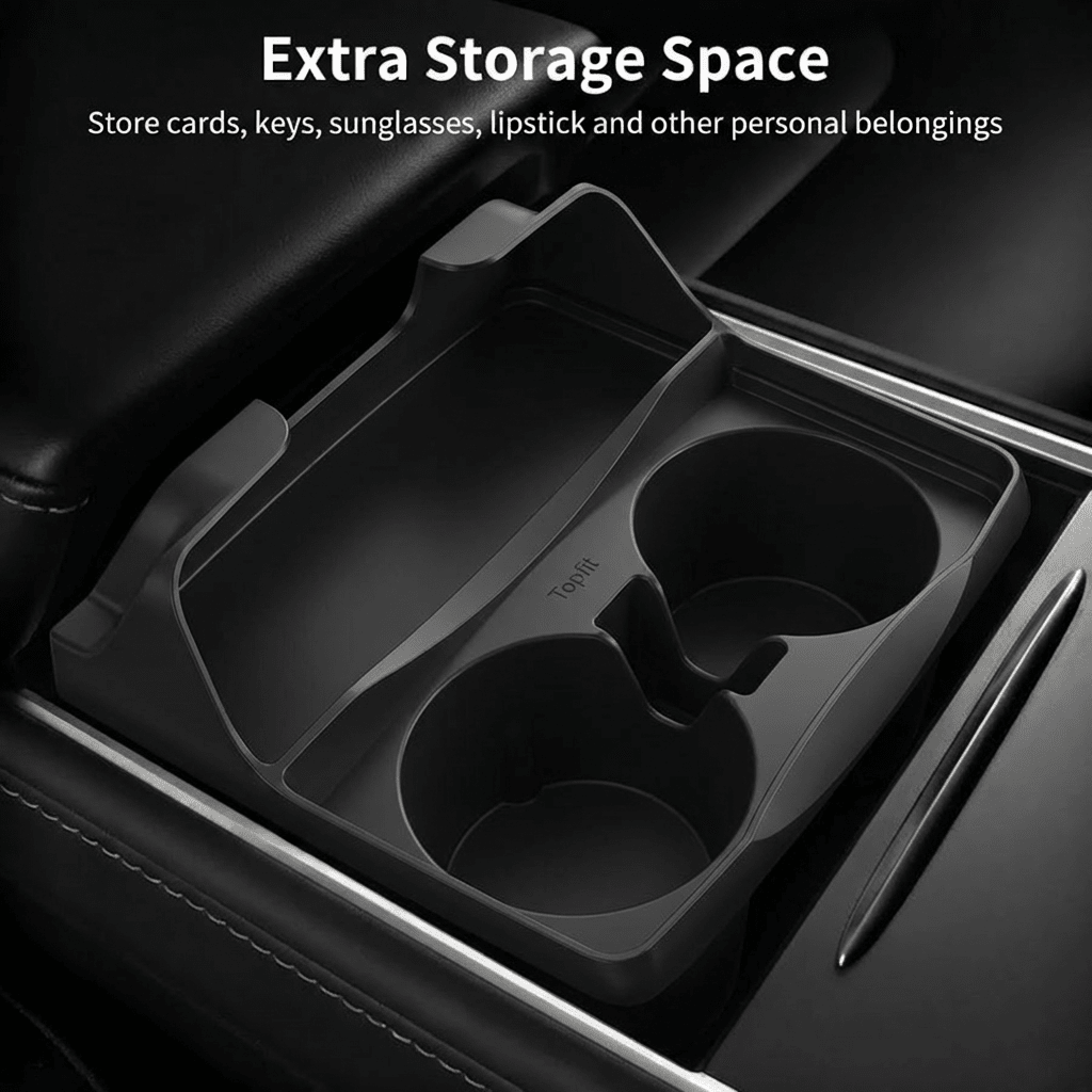 Silicone Center Console Cup Holder Insert for Model 3 & Model Y | Anti-Spill