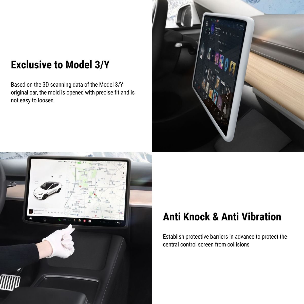 Silicone 15.6" Central Screen Protector Frame for Model 3 / Y