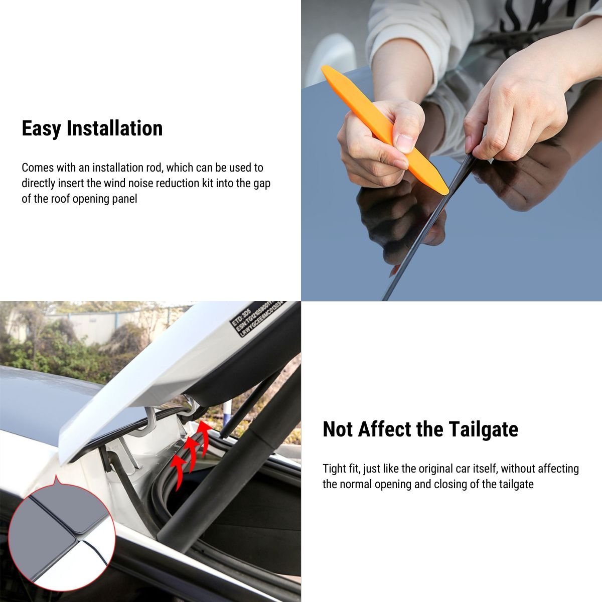 Sunroof Rubber Seal Wind Noise Reduction Kit for Model 3 | Easy Snap-In