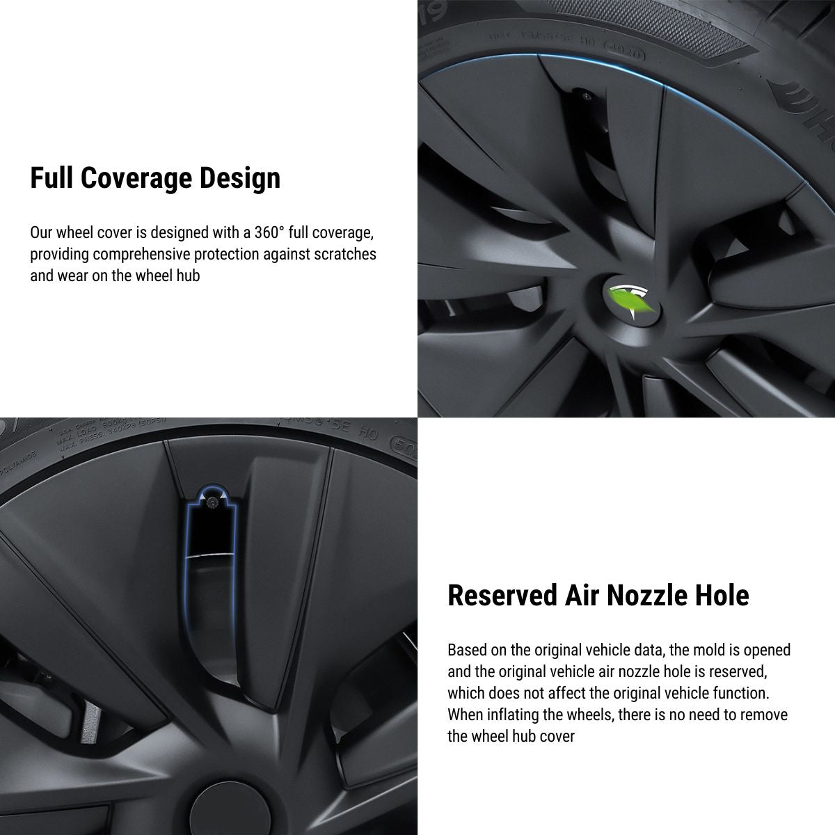 TESERY 19″ Gemini Dark Wheels Cover for Model Y (4PCS)