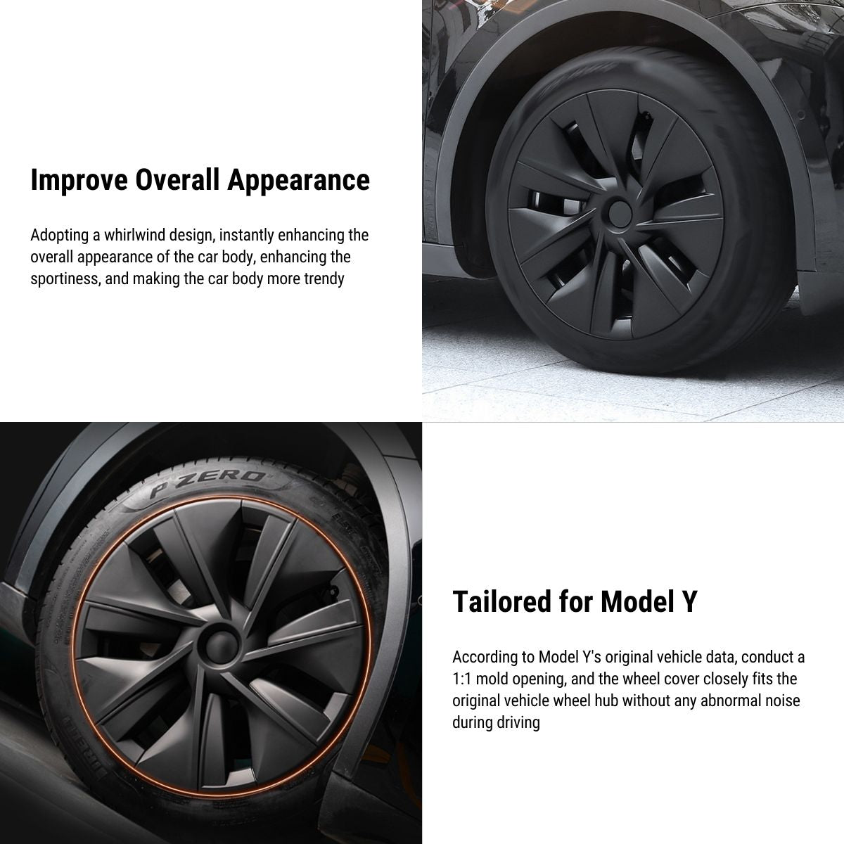 TESERY 19″ Gemini Dark Wheels Cover for Model Y (4PCS)
