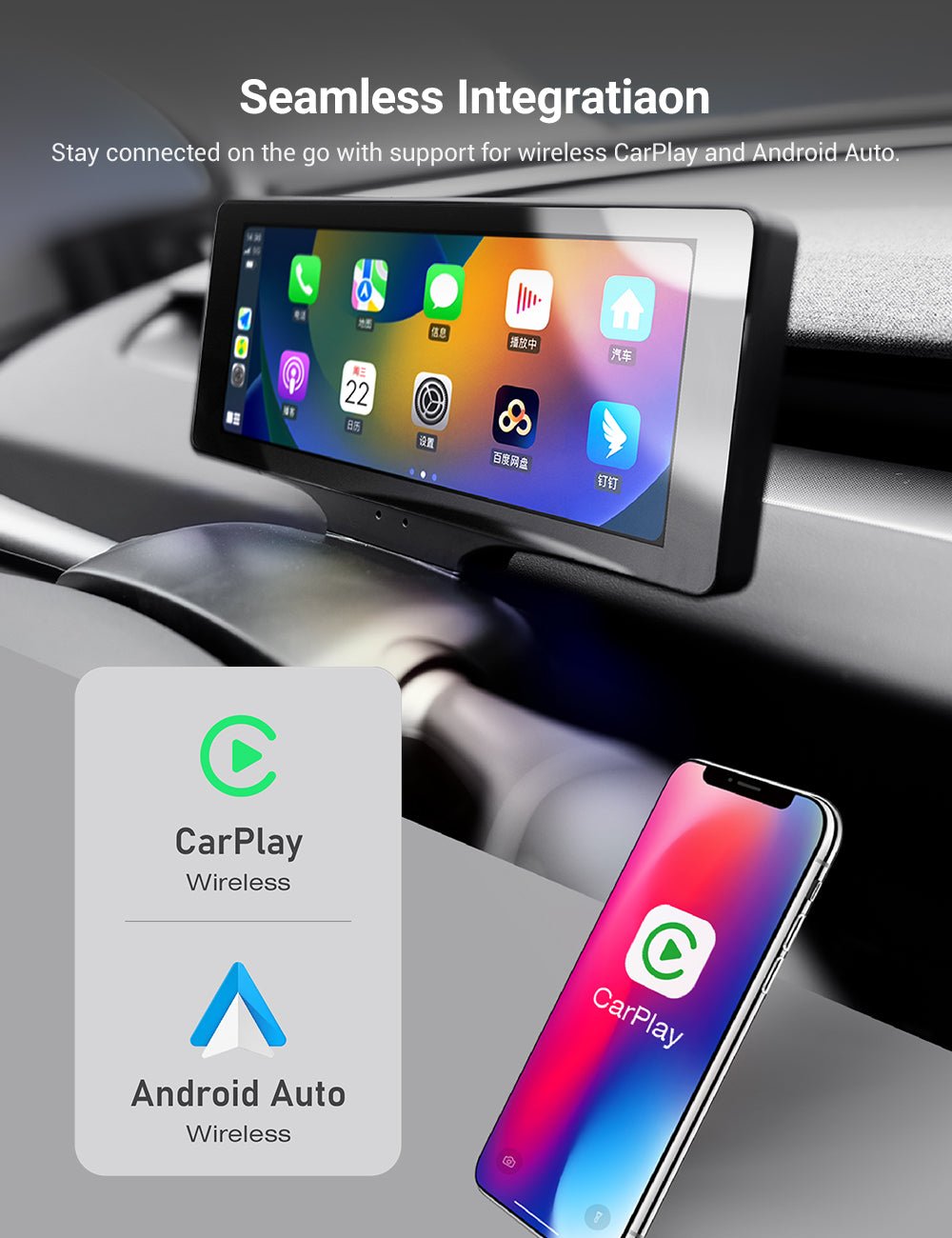 TESERY 7′′ Gear Shift Touch Screen Dashboard Display for Model 3 Highland / Model Y Juniper