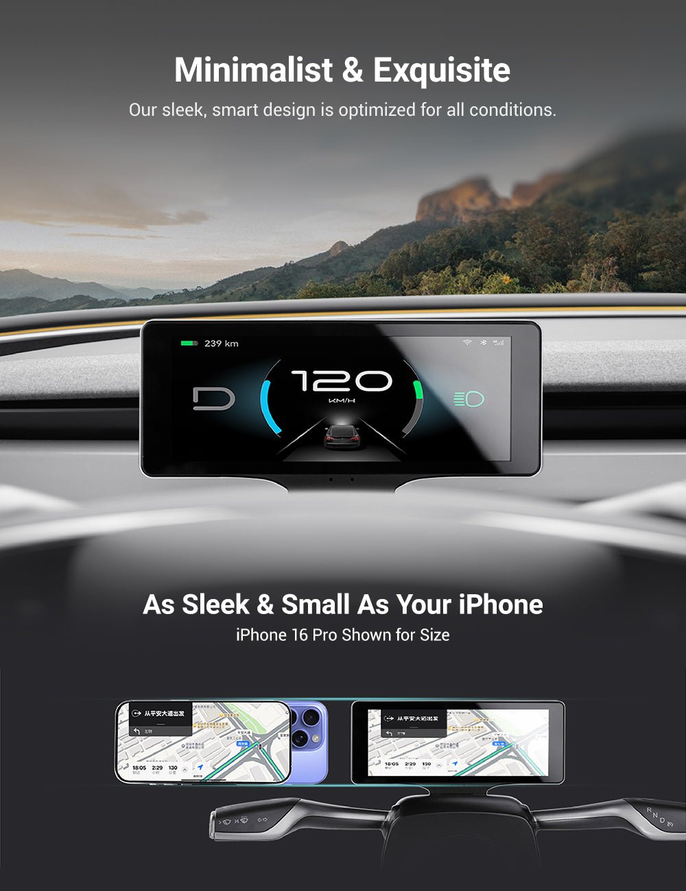 TESERY 7′′ Gear Shift Touch Screen Dashboard Display for Model 3 Highland / Model Y Juniper