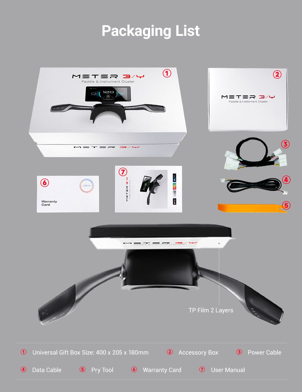TESERY 7′′ Gear Shift Touch Screen Dashboard Display for Model 3 Highland / Model Y Juniper