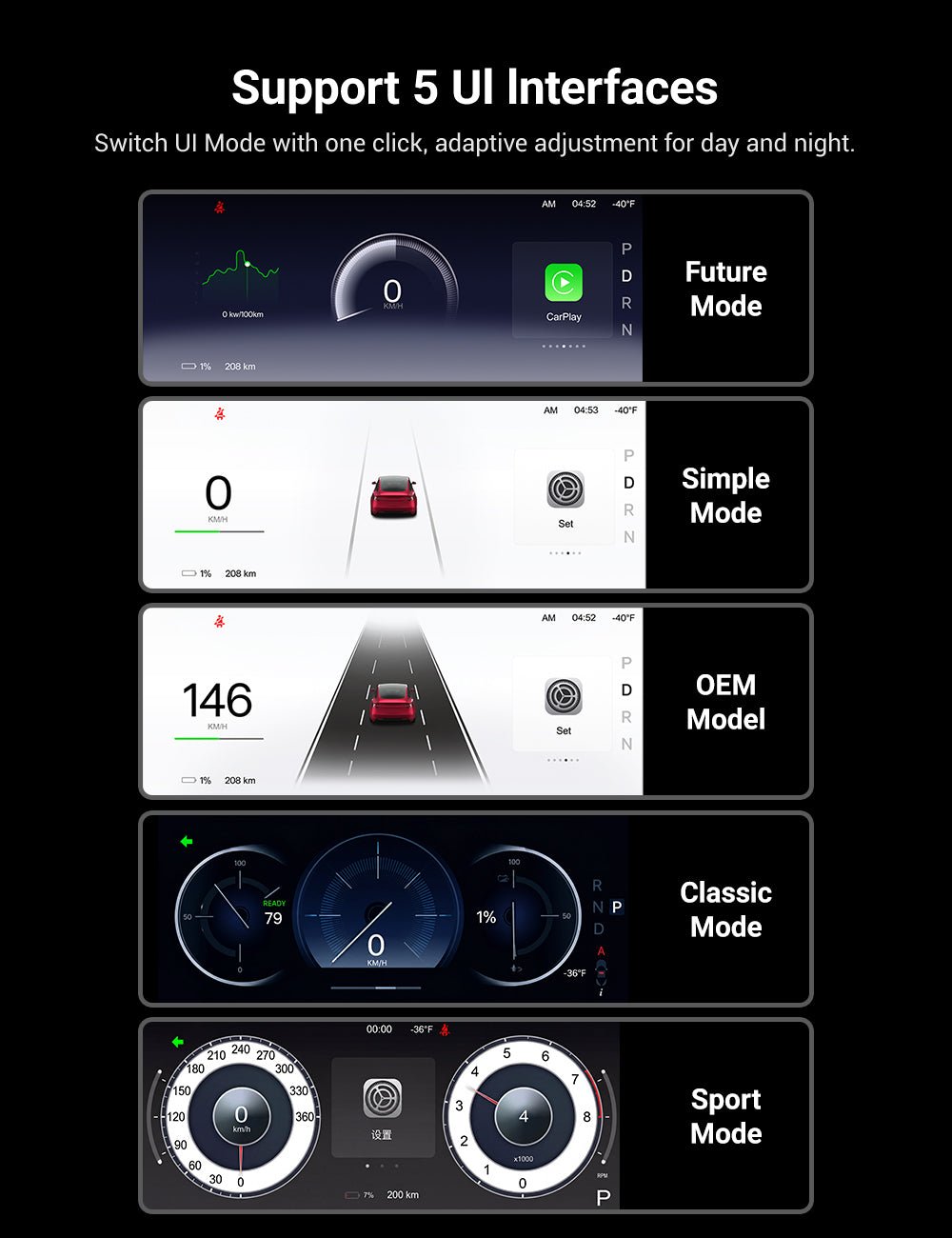 TESERY 8.9'' Dashboard Display with Ambient Lighting for Model 3 Highland / Model Y Juniper