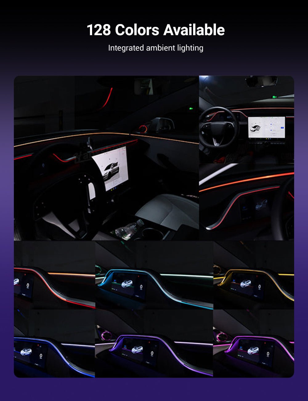 TESERY 8.9'' Dashboard Display with Ambient Lighting for Model 3 Highland / Model Y Juniper