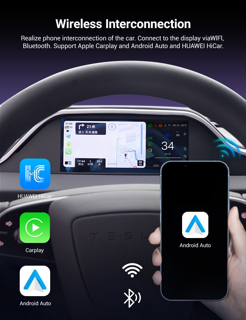 TESERY 8.9'' Dashboard Display with Ambient Lighting for Model 3 Highland / Model Y Juniper