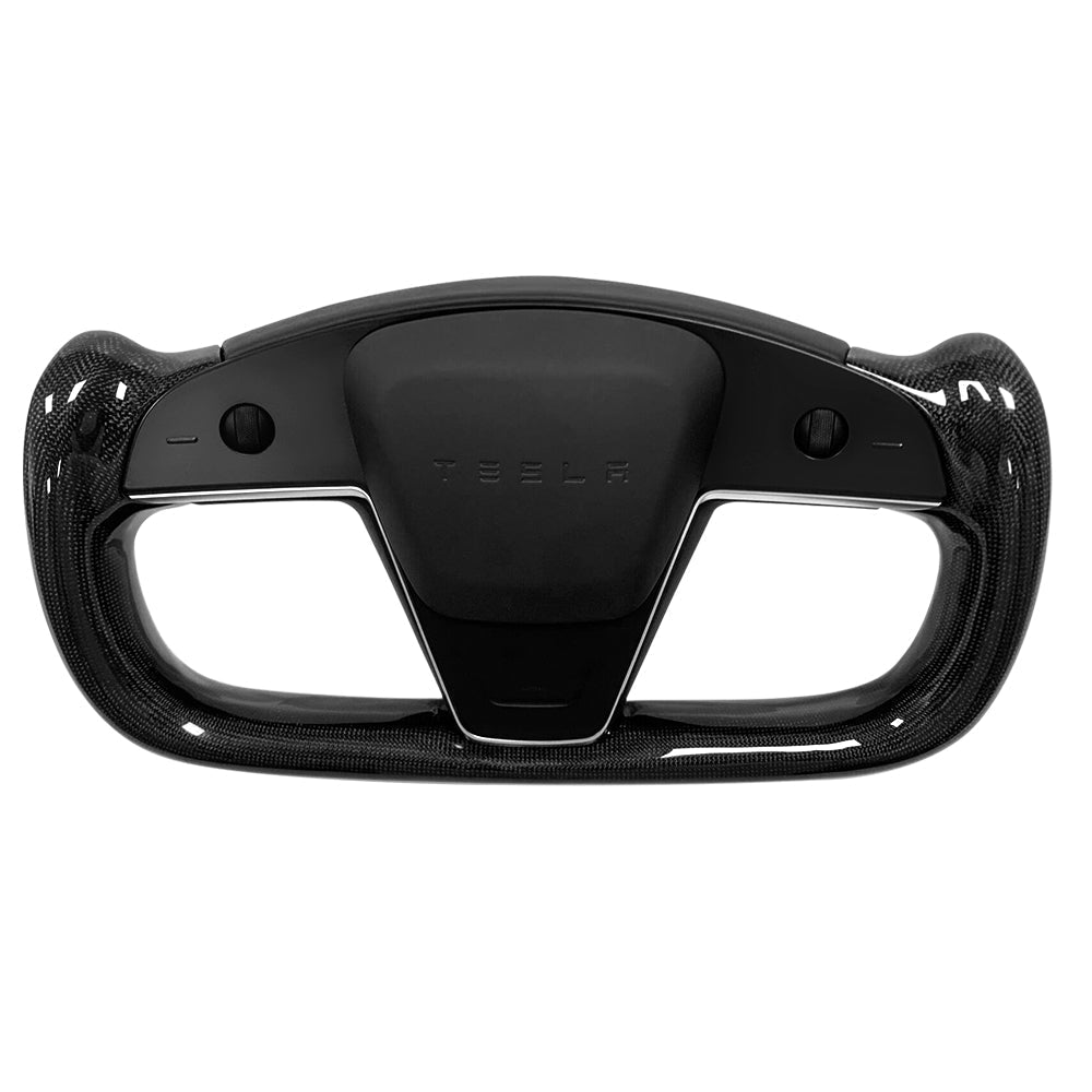 TESERY Touch Horn Carbon Fiber Yoke Plaid Steering Wheel Upgrade for Tesla Model S / X 2021-2023