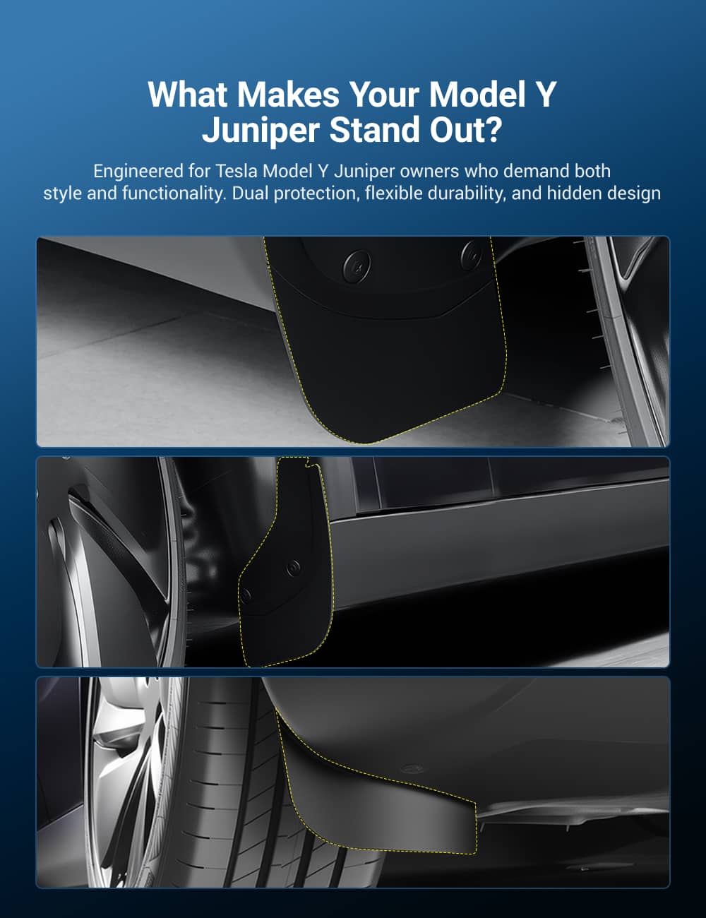 TESERY Hidden Mud Flaps for Model Y Juniper/ Model YL | Invisible Protection