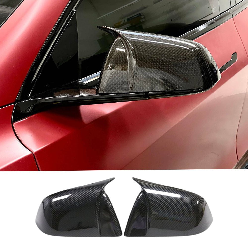 TESERY Mirror Caps for Model Y / 3 ( Sporty Style ) - Dry Carbon Fiber Exterior Mods