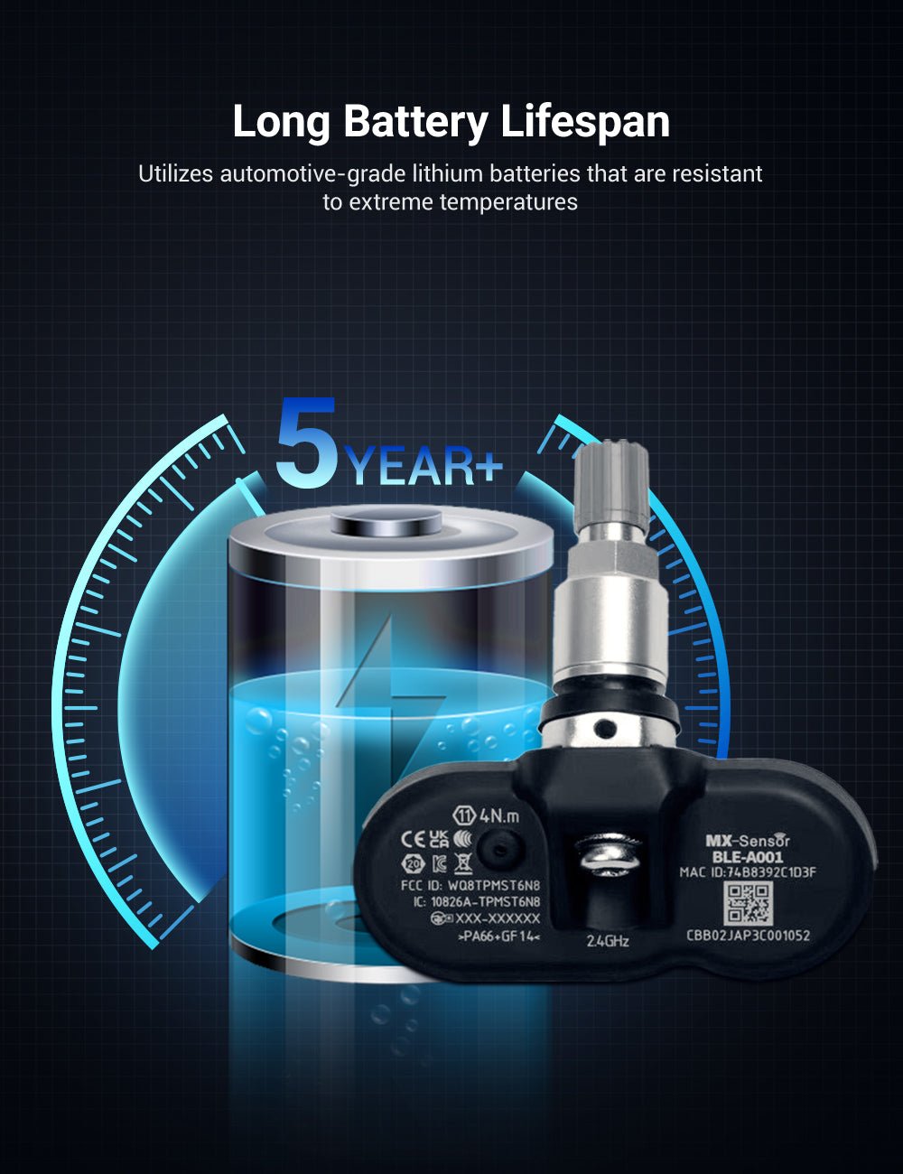 TESERY OEM BLE Bluetooth Tire Pressure Monitoring Sensor (TPMS) for Model 3/Y/S/X