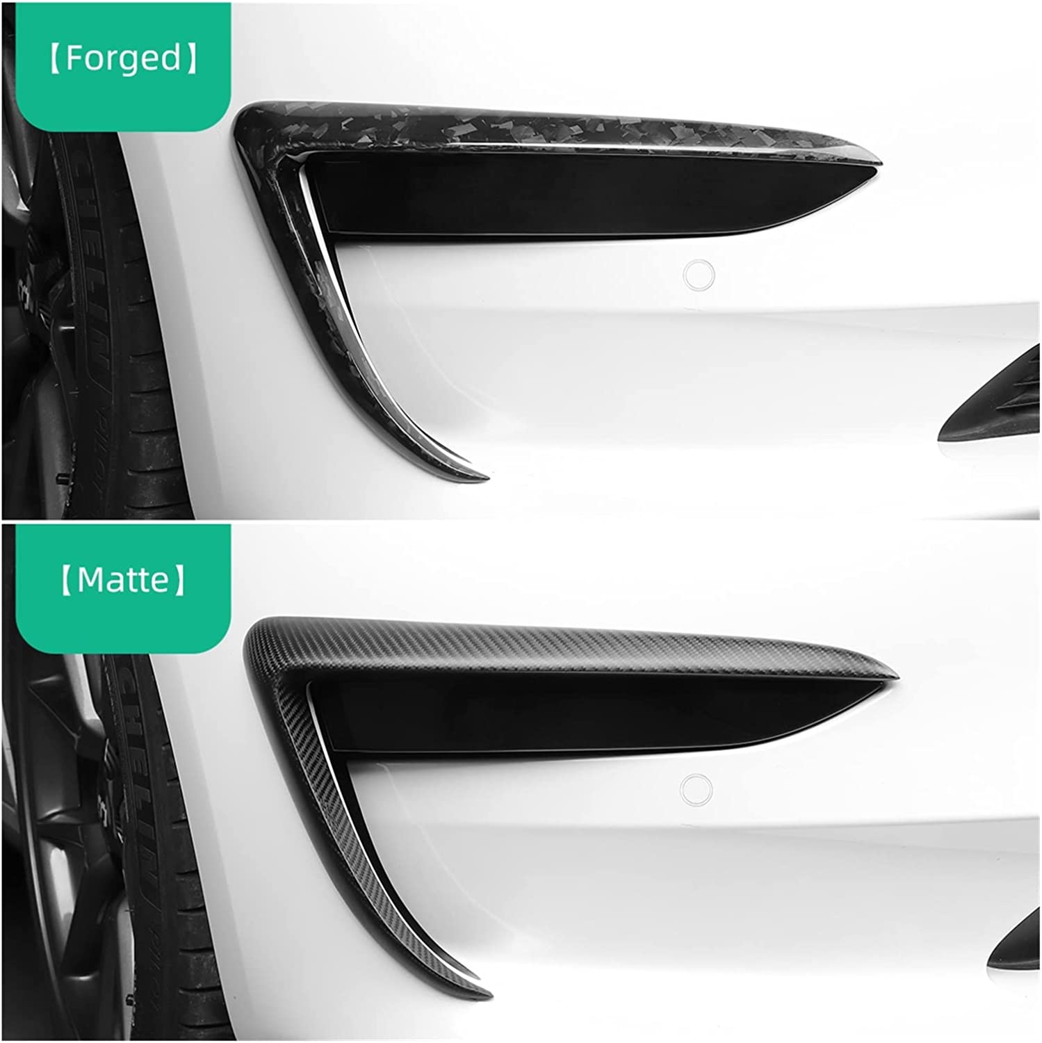 TESERY Tesla Model Y Fog Light Trim - Carbon Fiber Exterior Mods