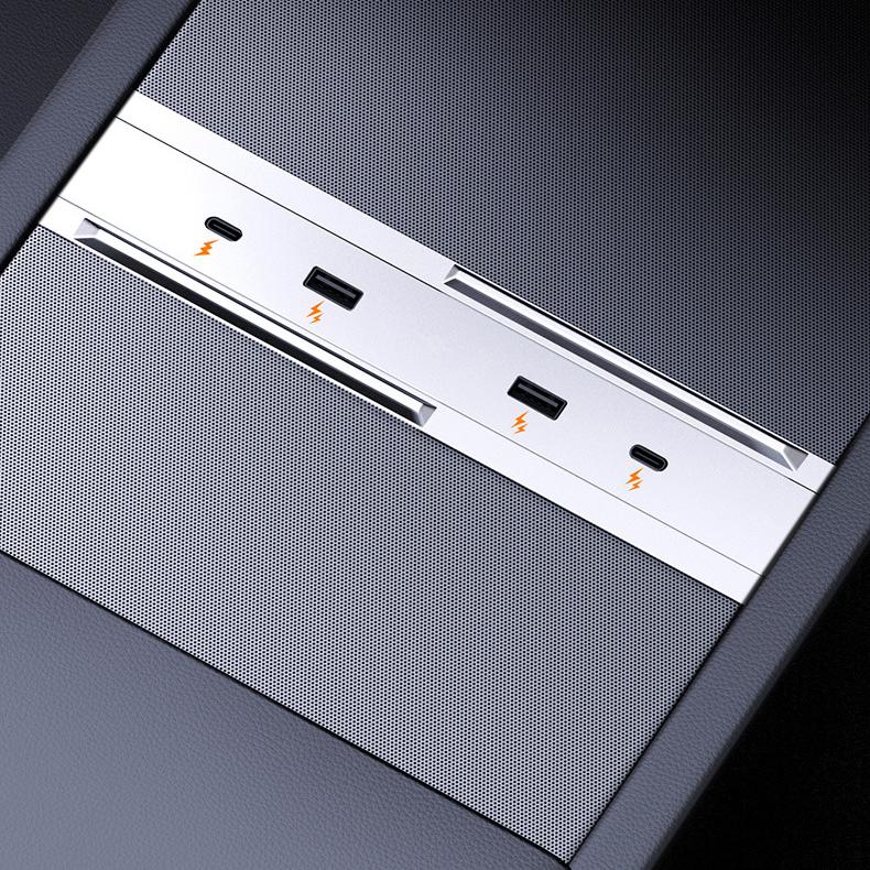 65W USB Hub for Model 3 Highland/Model Y Juniper | Dual USB-C + Dual USB-A | Fast Charging