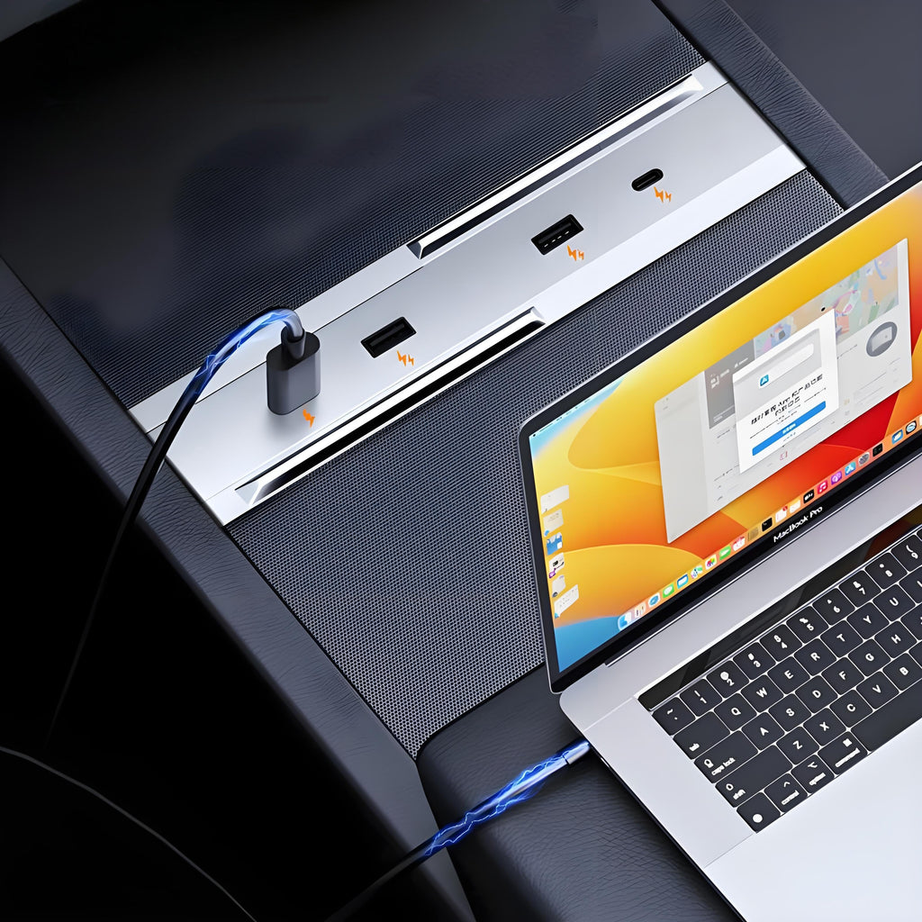 65W USB Hub for Model 3 Highland/Model Y Juniper | Dual USB-C + Dual USB-A | Fast Charging